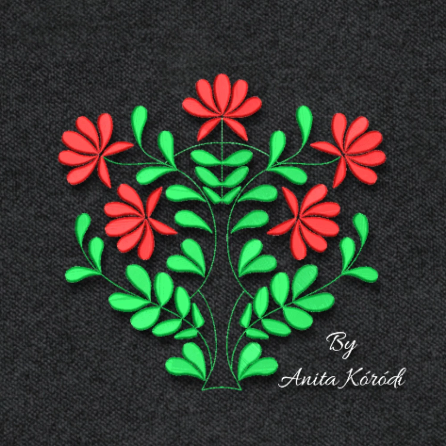 Flower folk embroidery design