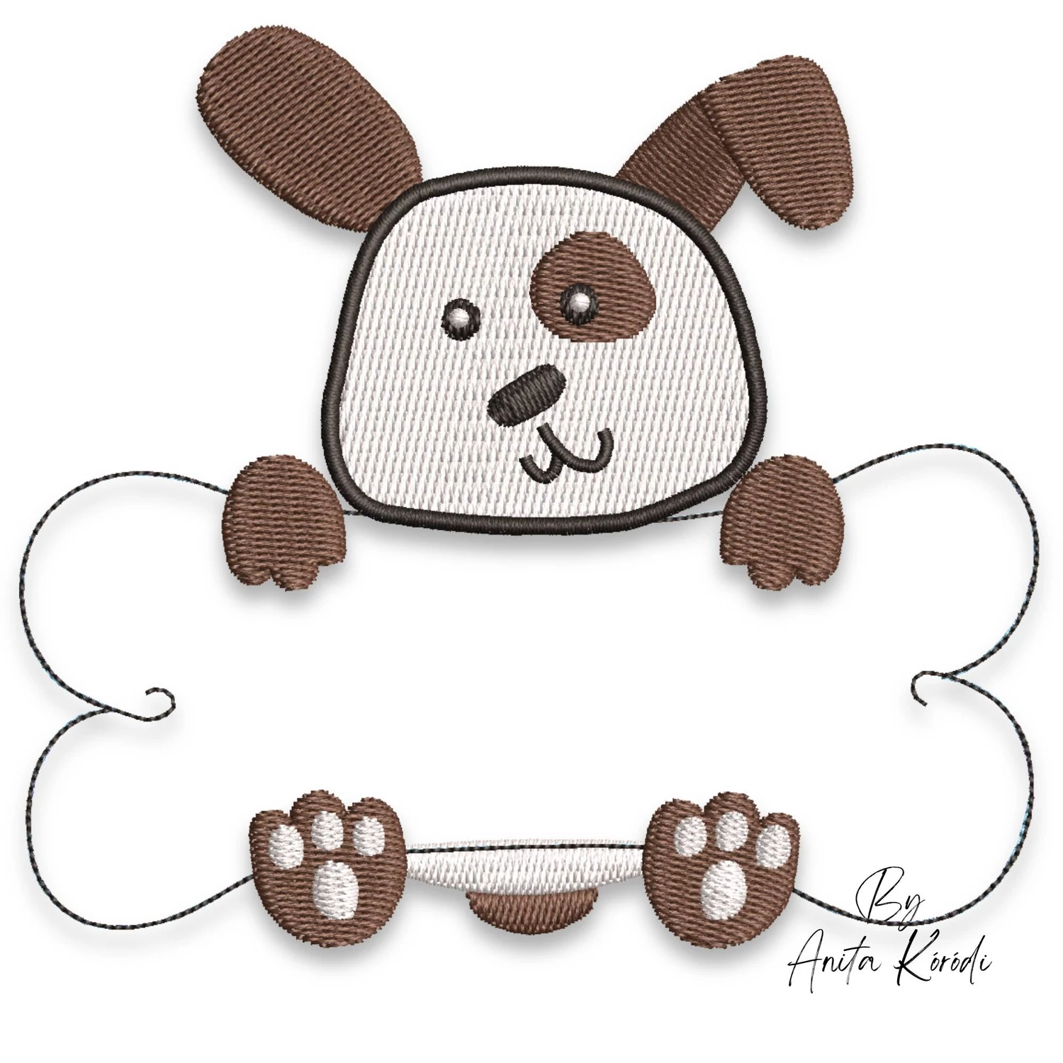Dog name sign embroidery machine design