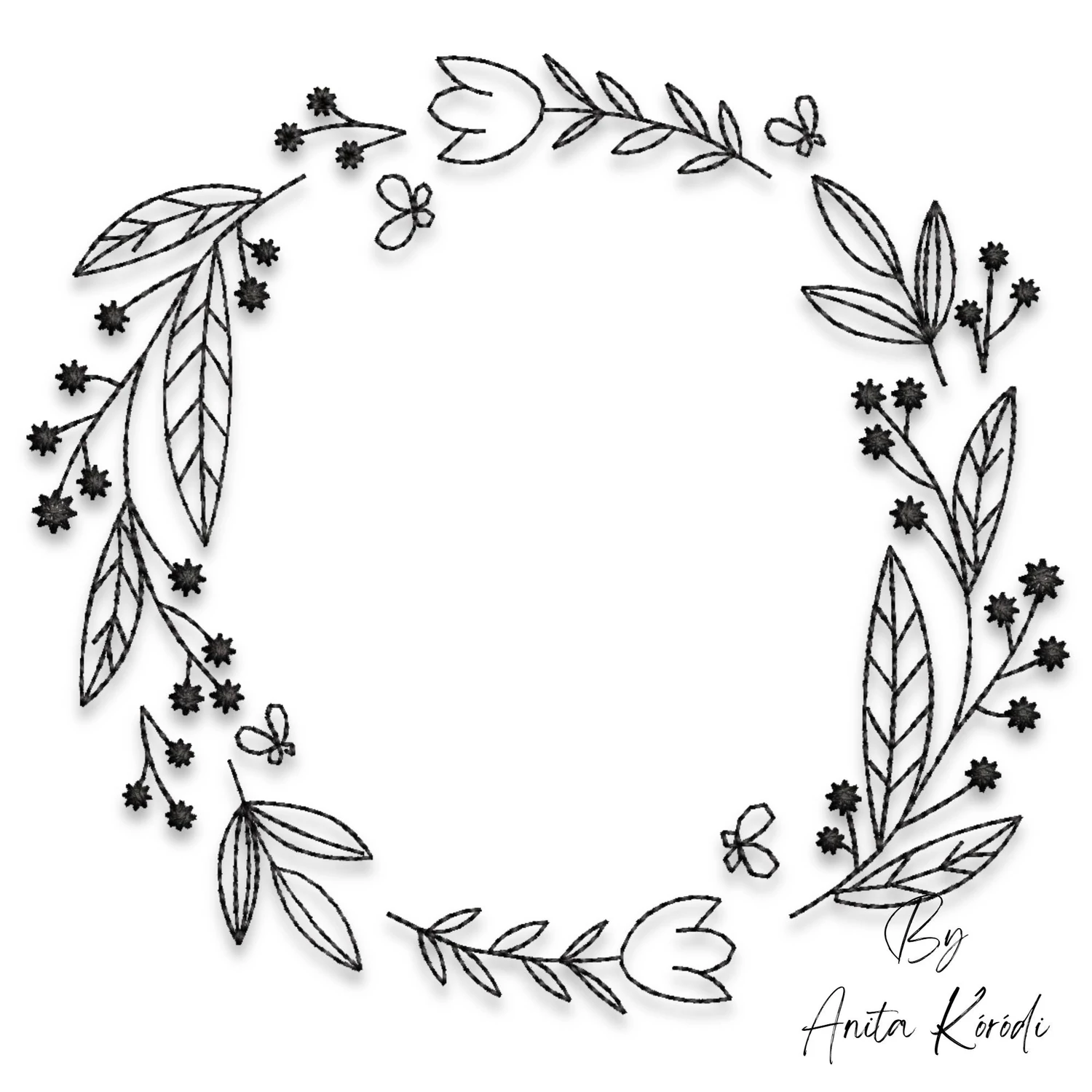 floral wreath embroidery design