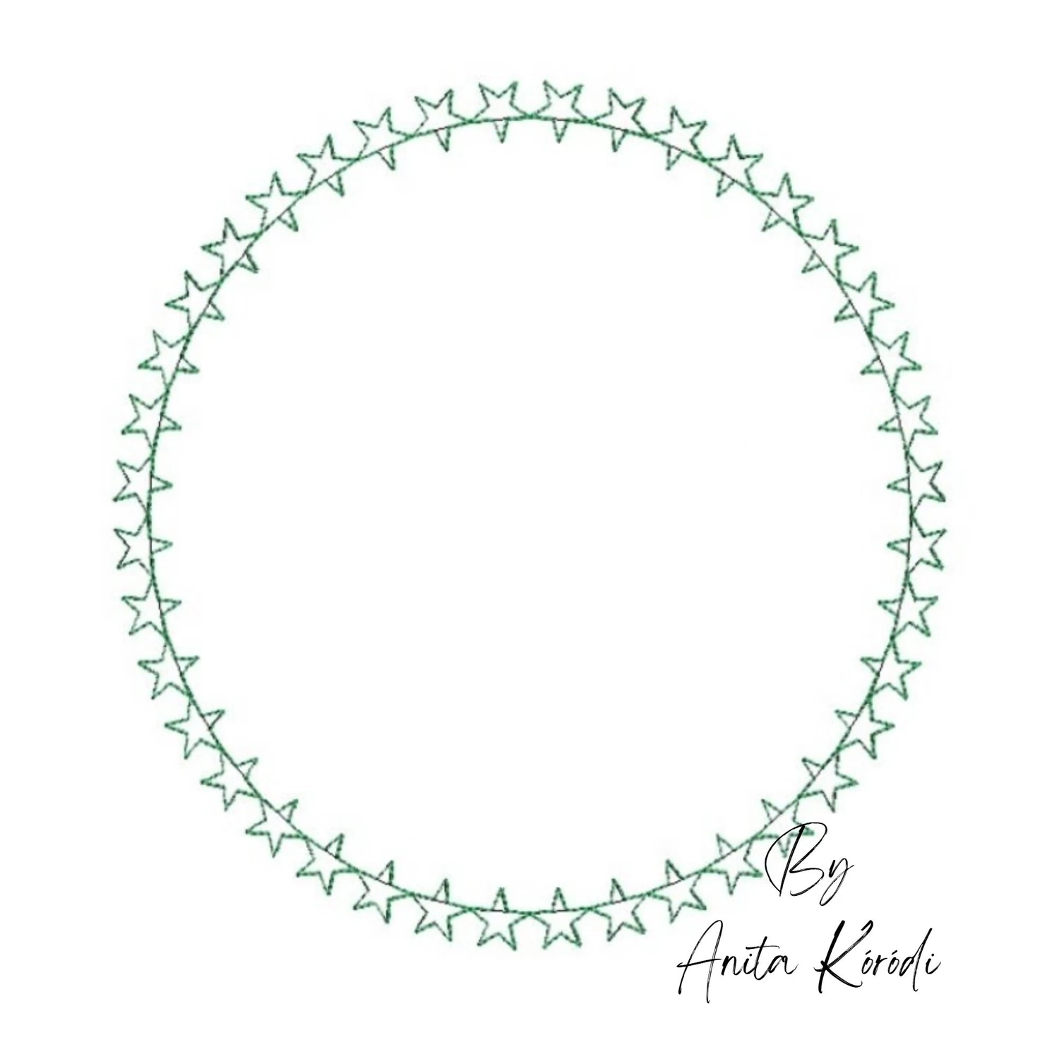 Circle frame embroidery machine design with star border monogram frame digital file