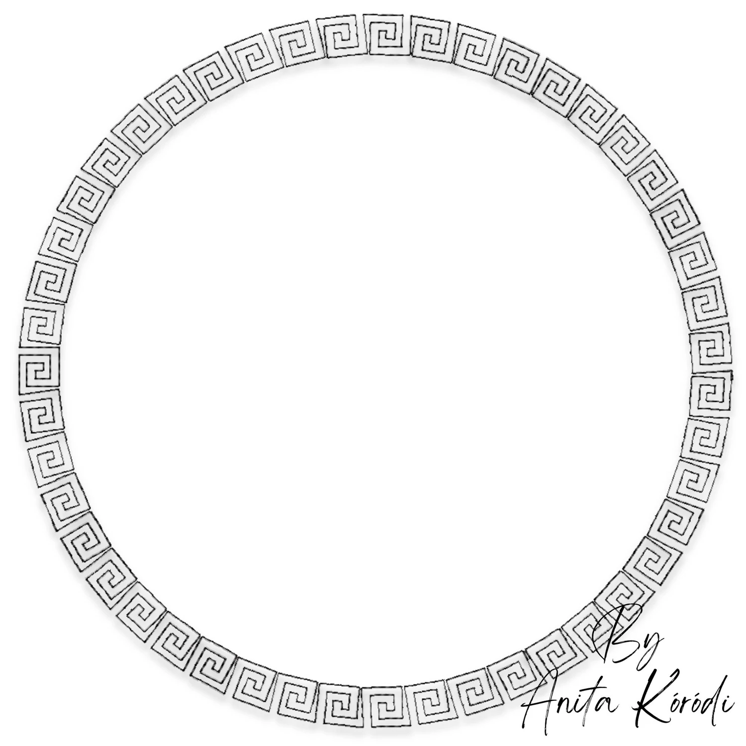 Greek key circle frame embroidery design decorative round monogram embroidery frame