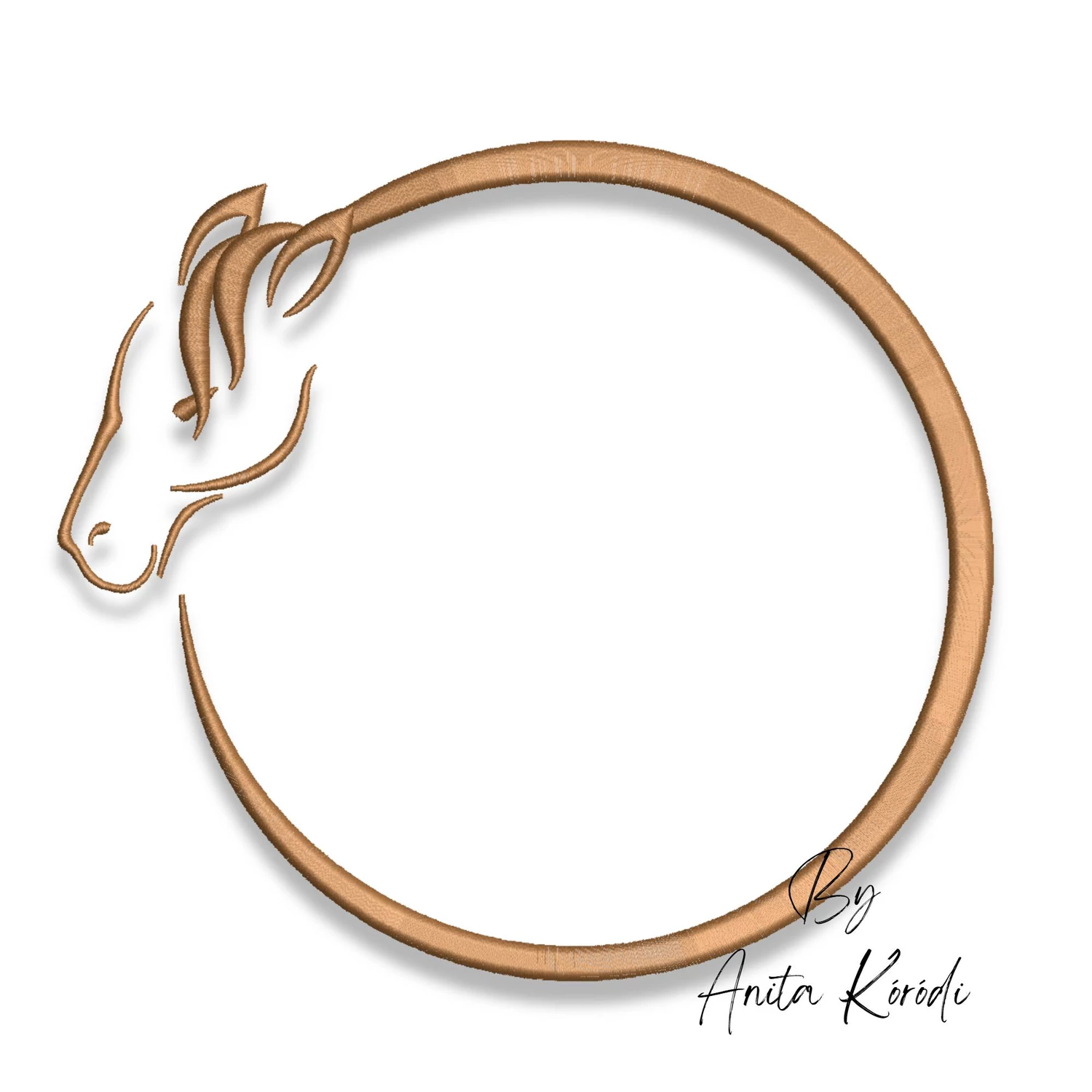 Horse monogram circle frame embroidery machine design