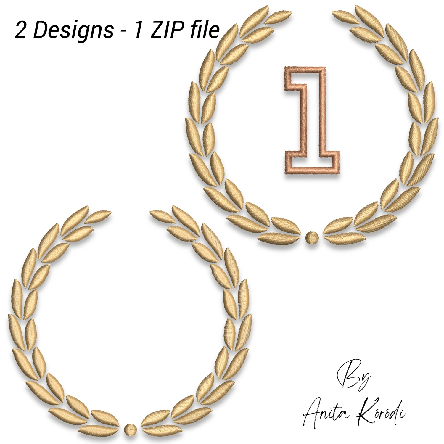 laurel wreath embroidery design set