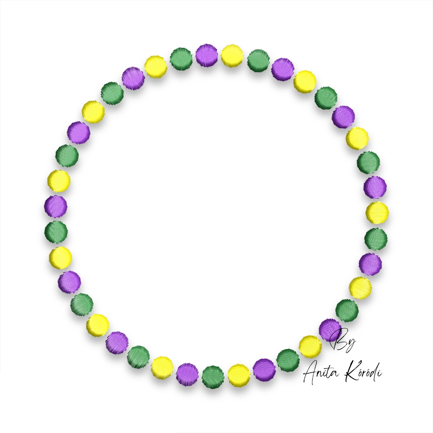 Mardi Gras bead circle embroidery frame
