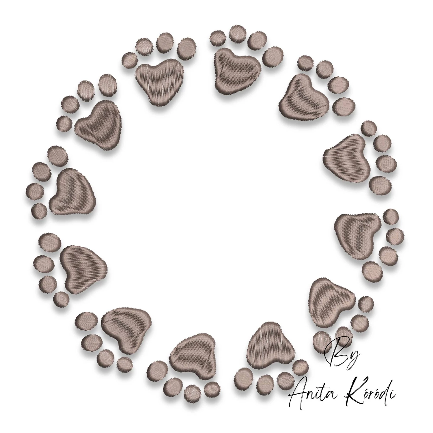 Paw print circle embroidery machine design for dog lovers