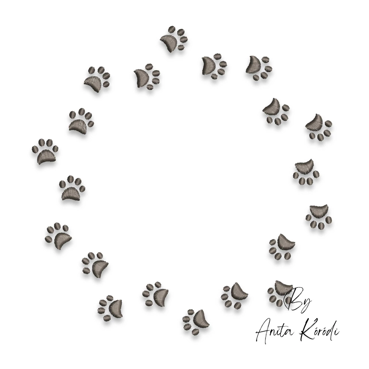 paw print circle embroidery design dog lover machine embroidery file
