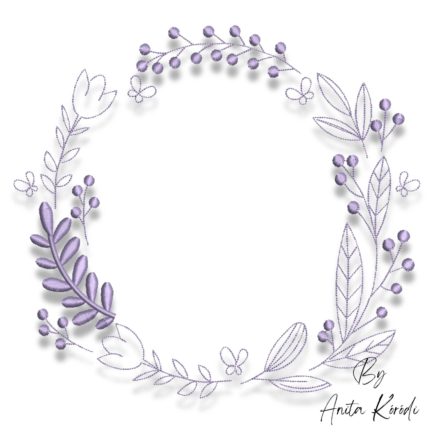 machine embroidery floral frame