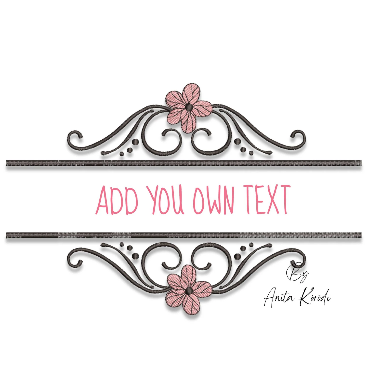 wedding monogram embroidery floral frame
