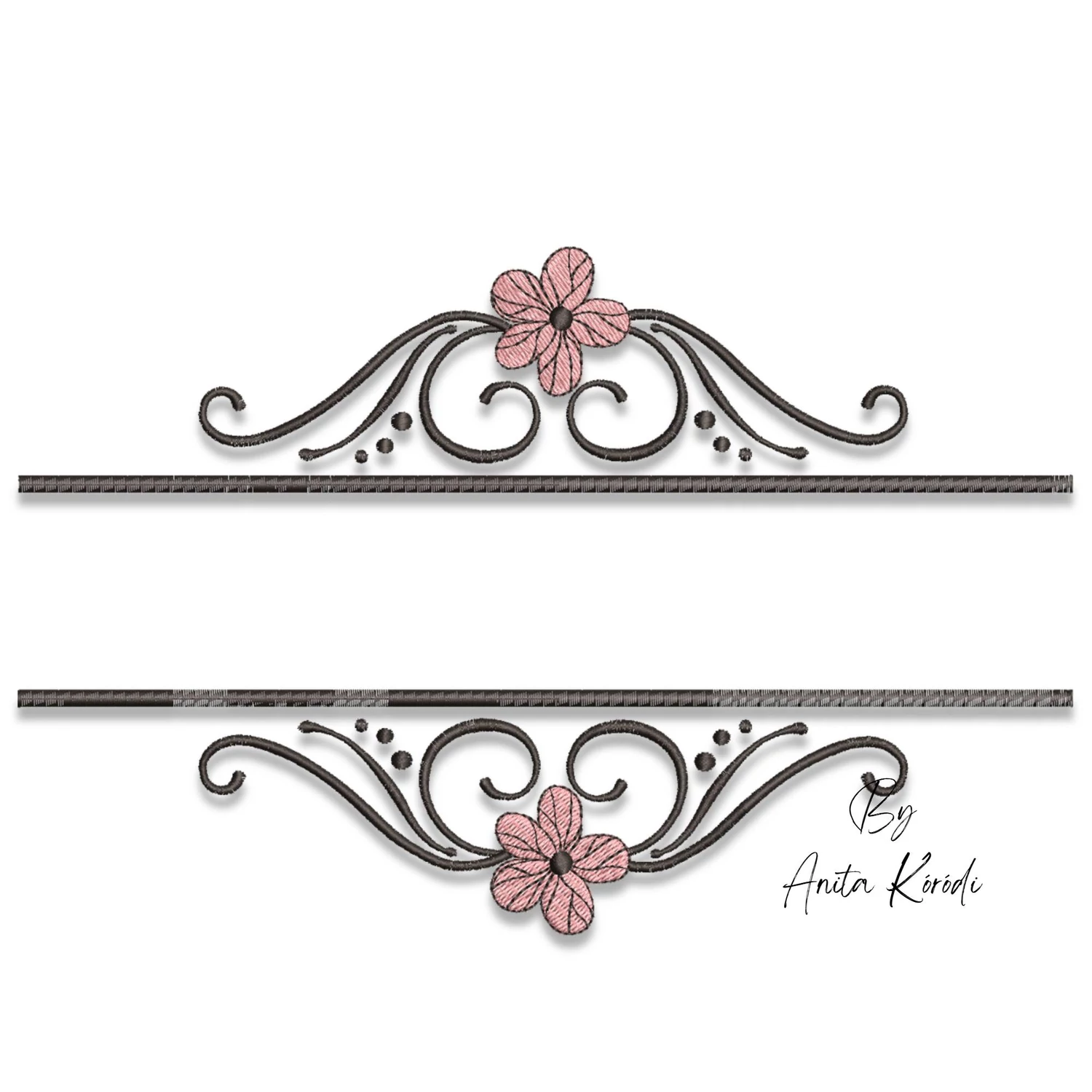 Wedding monogram frame embroidery design floral border