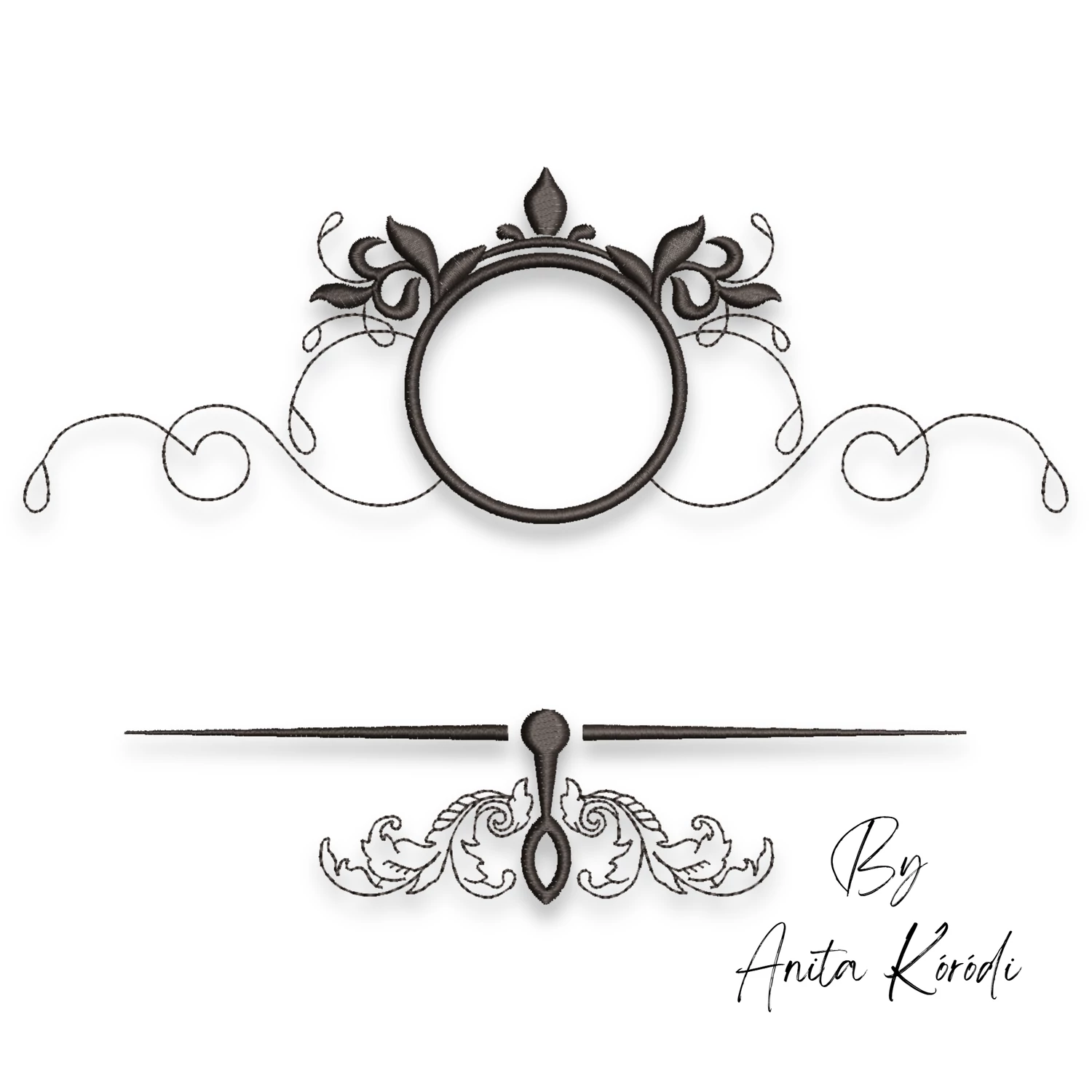 split monogram frame embroidery design personalised