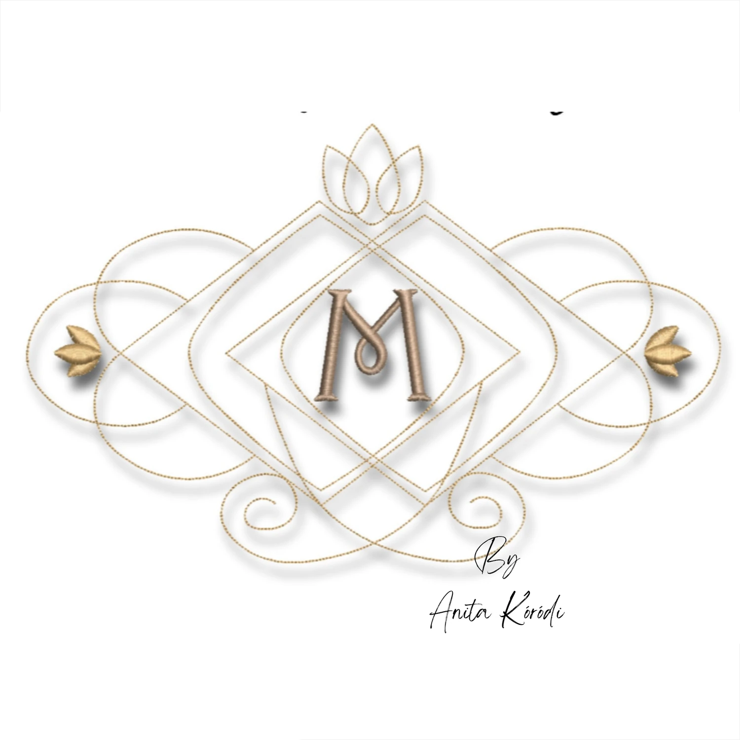 Decorative geometric monogram frame machine embroidery file