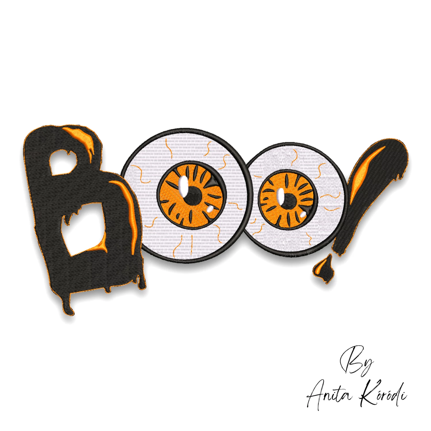 BOO Halloween eyes machine embroidery design