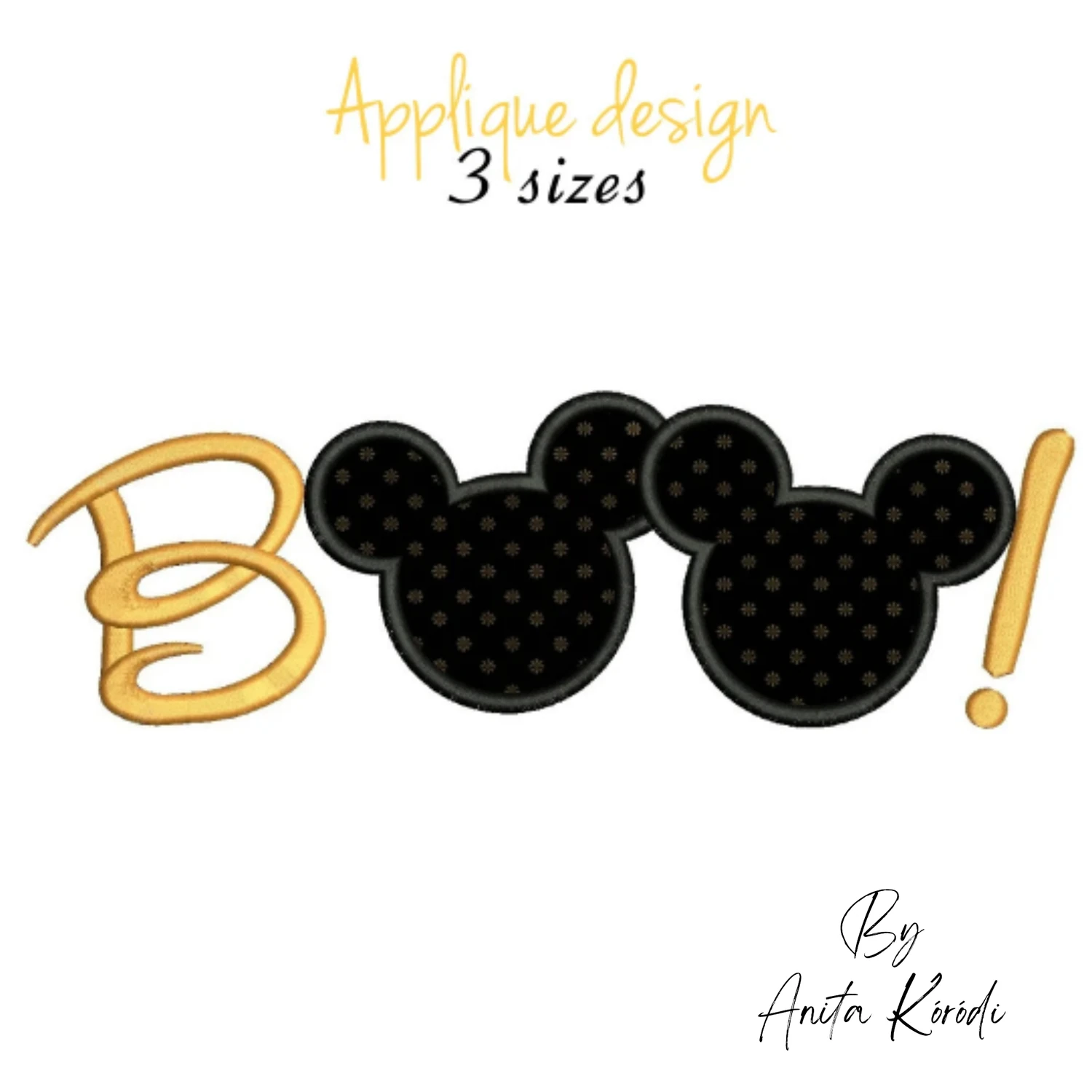 Boo Mickey applique embroidery design for Halloween