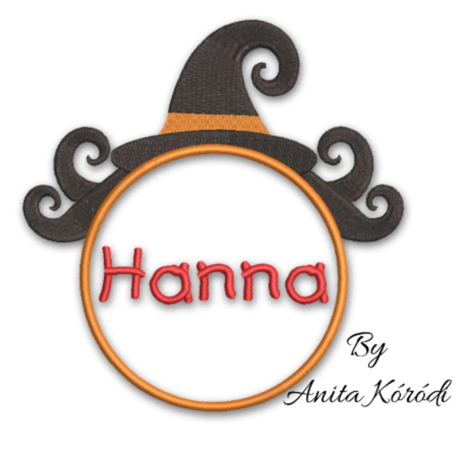 Witch hat applique monogram frame embroidery design
