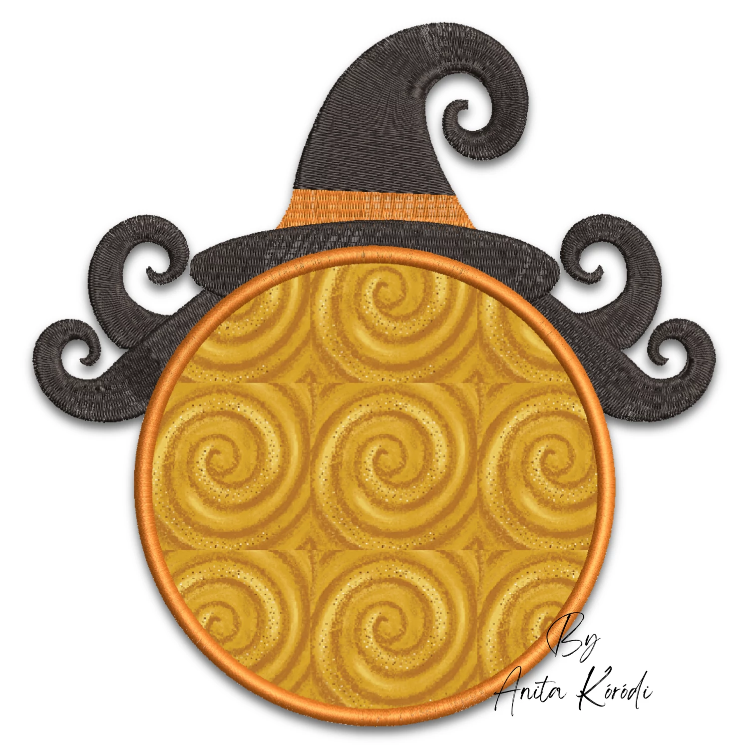 Halloween witch hat applique frame for personalized embroidery