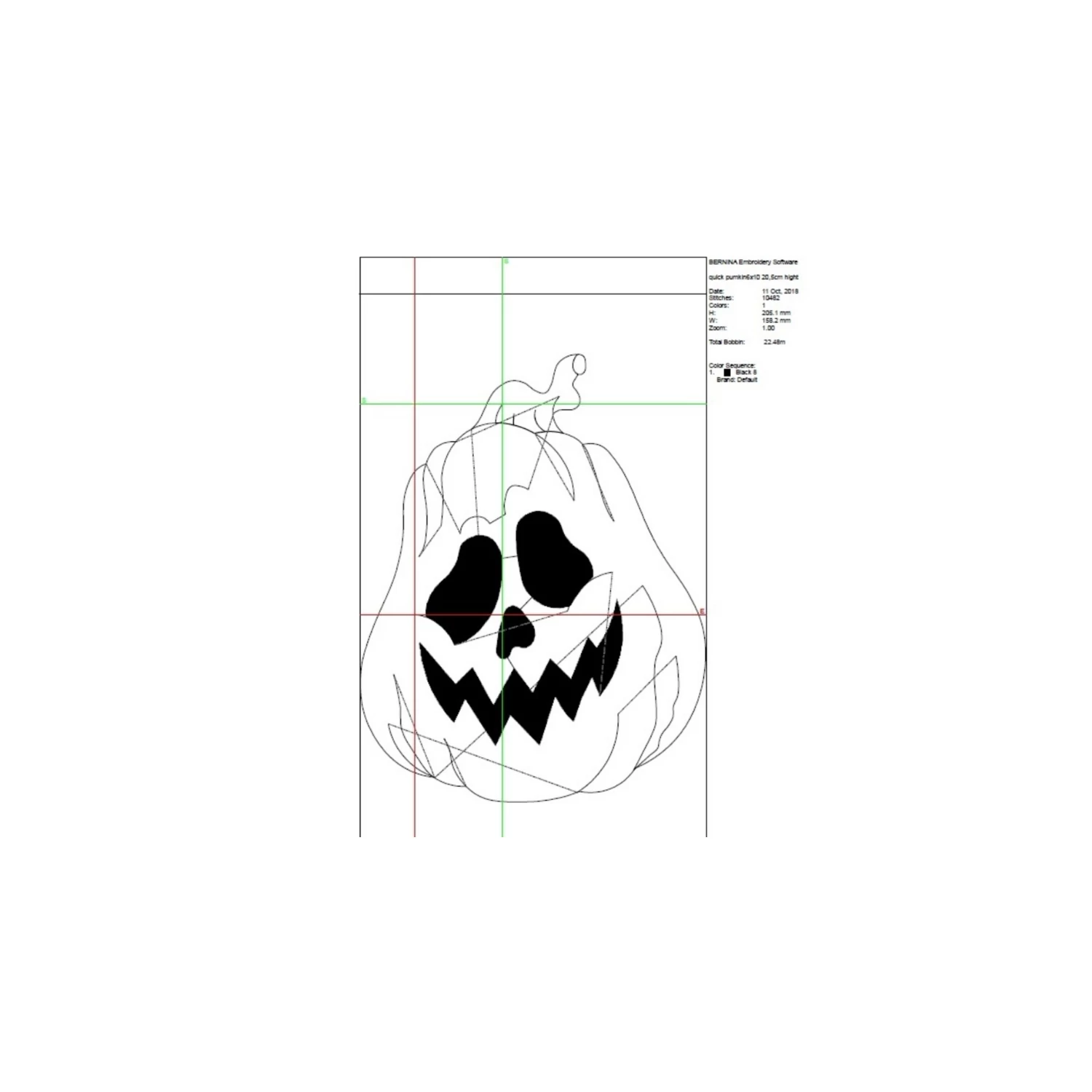 Scary pumpkin face embroidery design