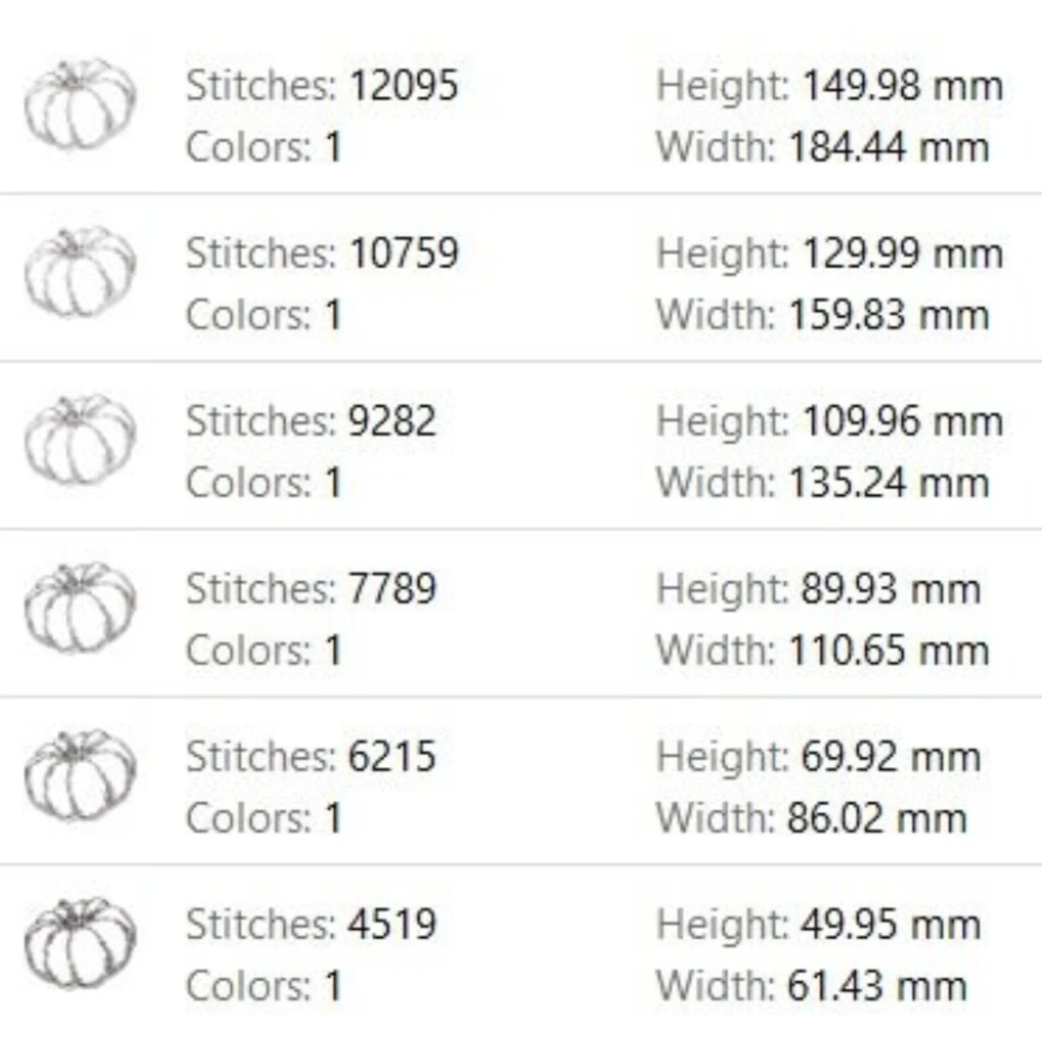 Sketch style pumpkin embroidery design for fall and Thanksgiving