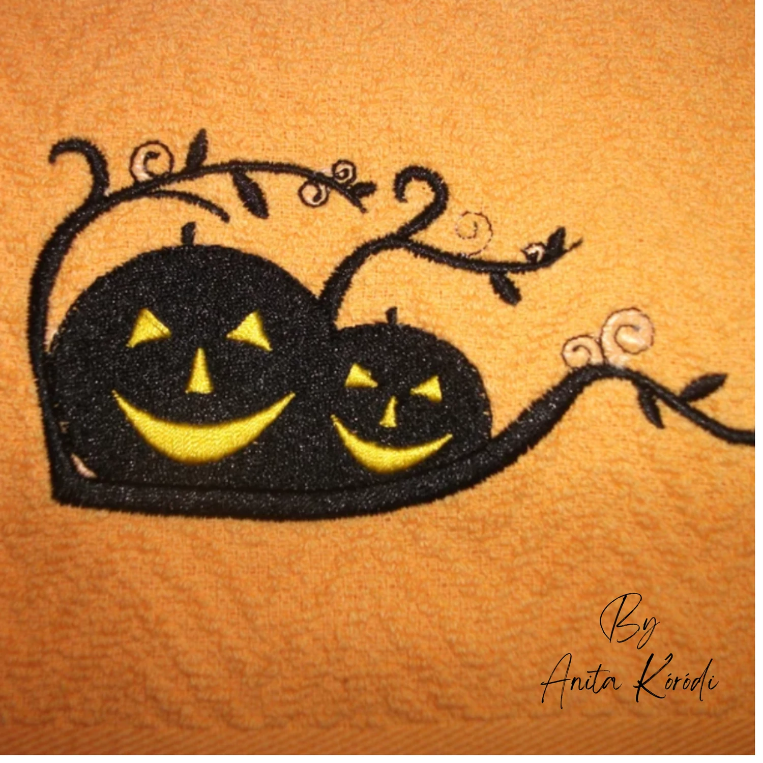 Halloween pumpkins with vines machine embroidery design