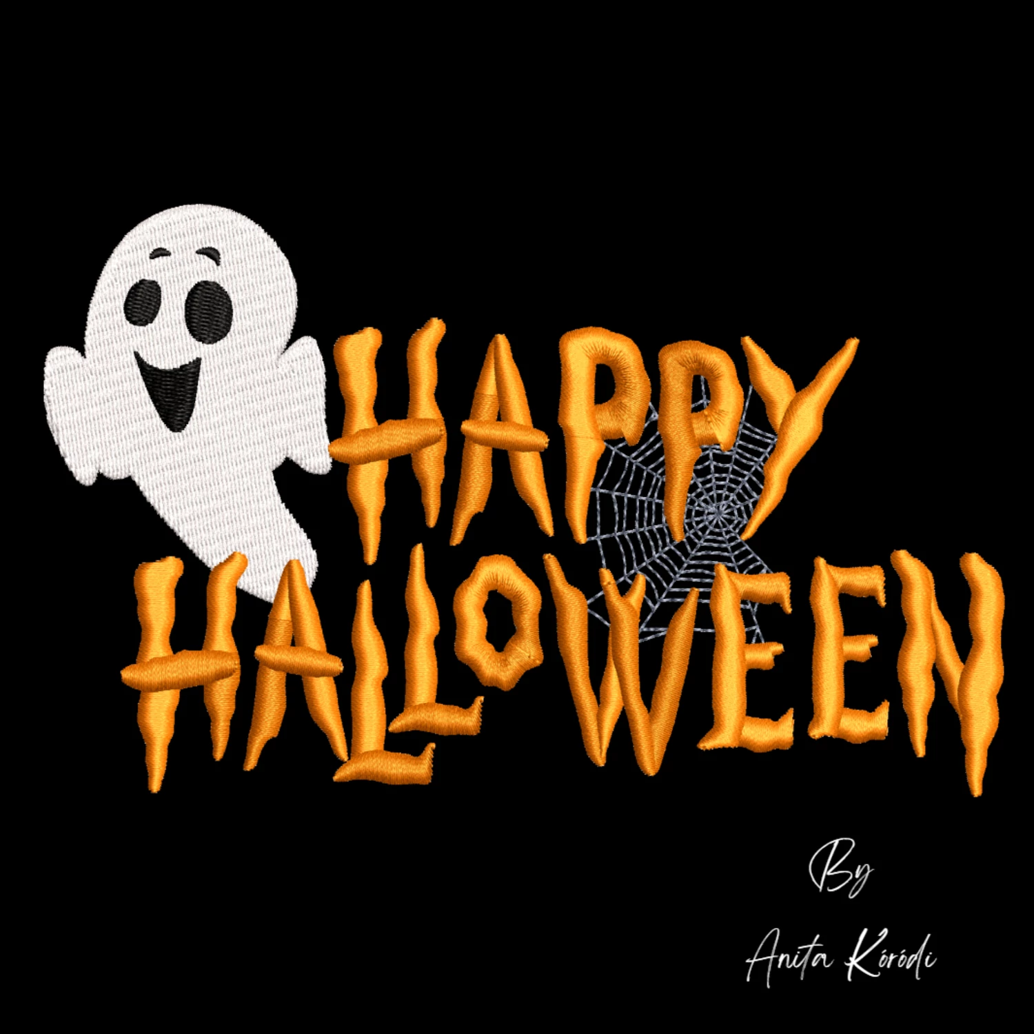 Happy Halloween ghost machine embroidery design