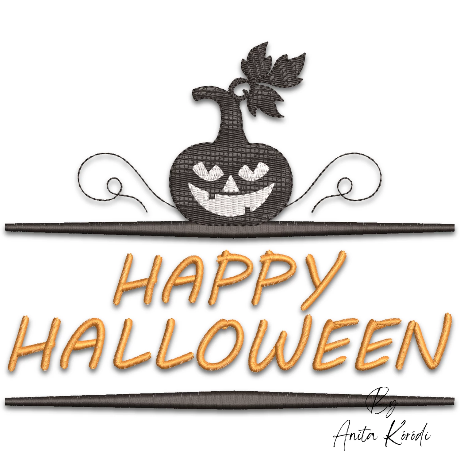 Happy Halloween pumpkin machine embroidery design