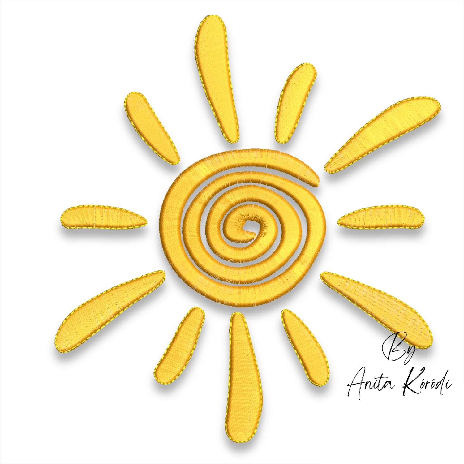 Rio Sun embroidery design with spiral sunshine motif and decorative sun rays for machine embroidery projects