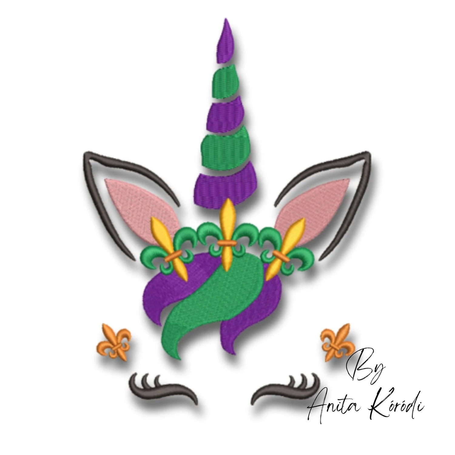 Unicorn Horn Mardi Gras machine embroidery design