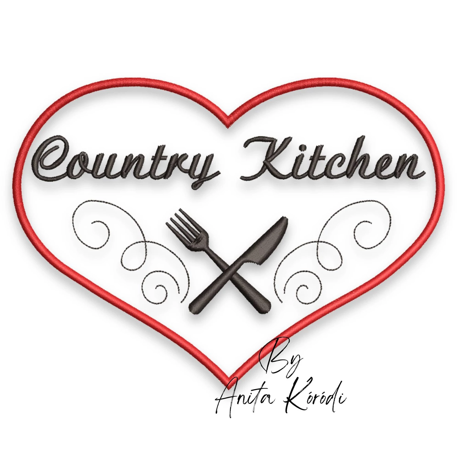 Country Kitchen Heart Embroidery Design