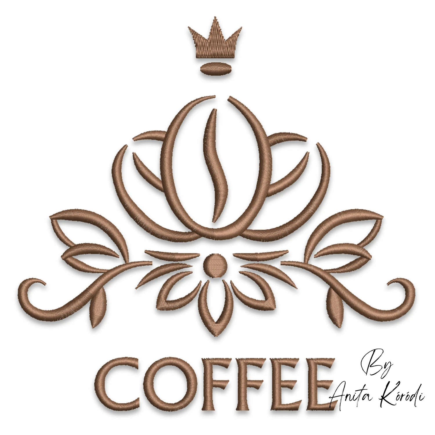 Coffee bean machine embroidery design