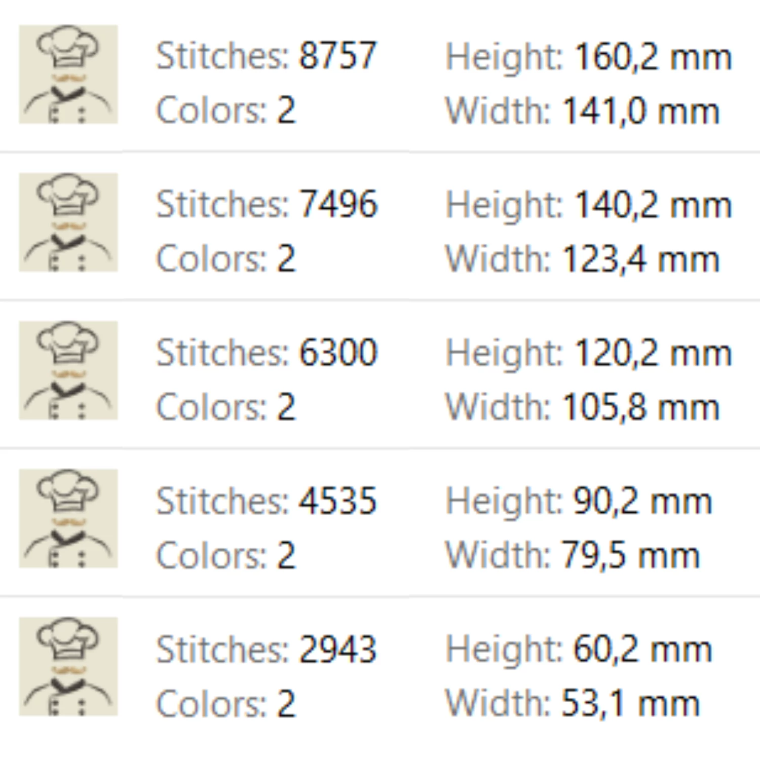 Modern chef embroidery pattern for kitchen projects