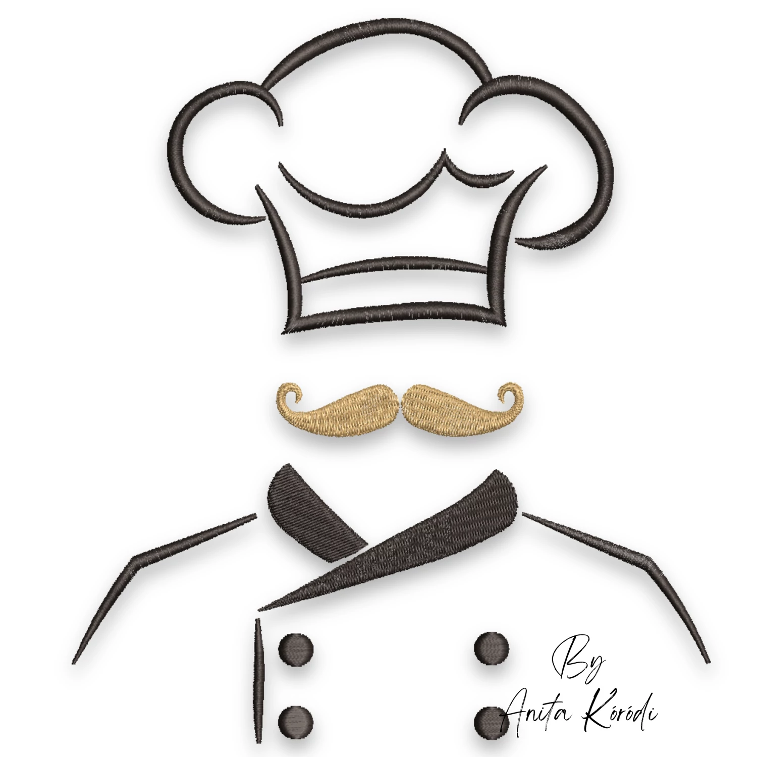 Chef machine embroidery design with chef hat