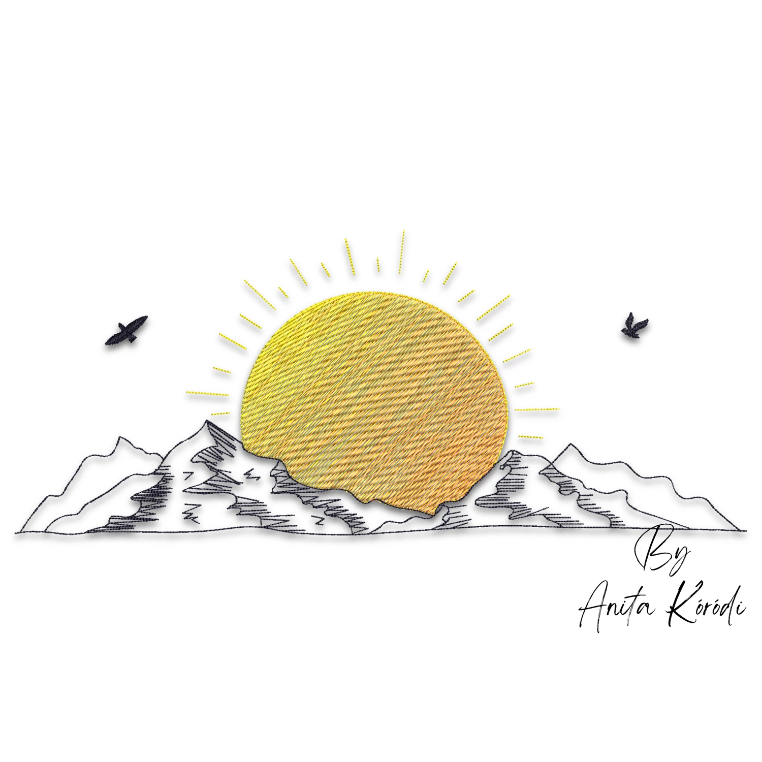 Mountain sunrise machine embroidery design