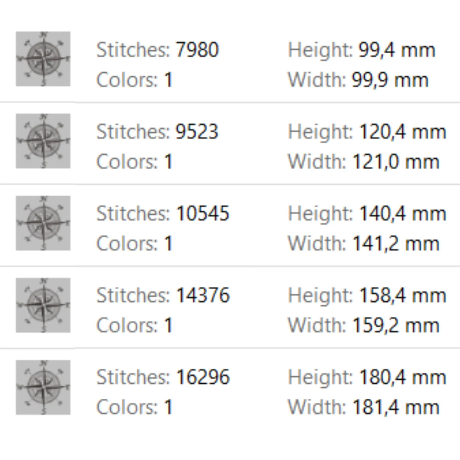 Compass rose embroidery machine design