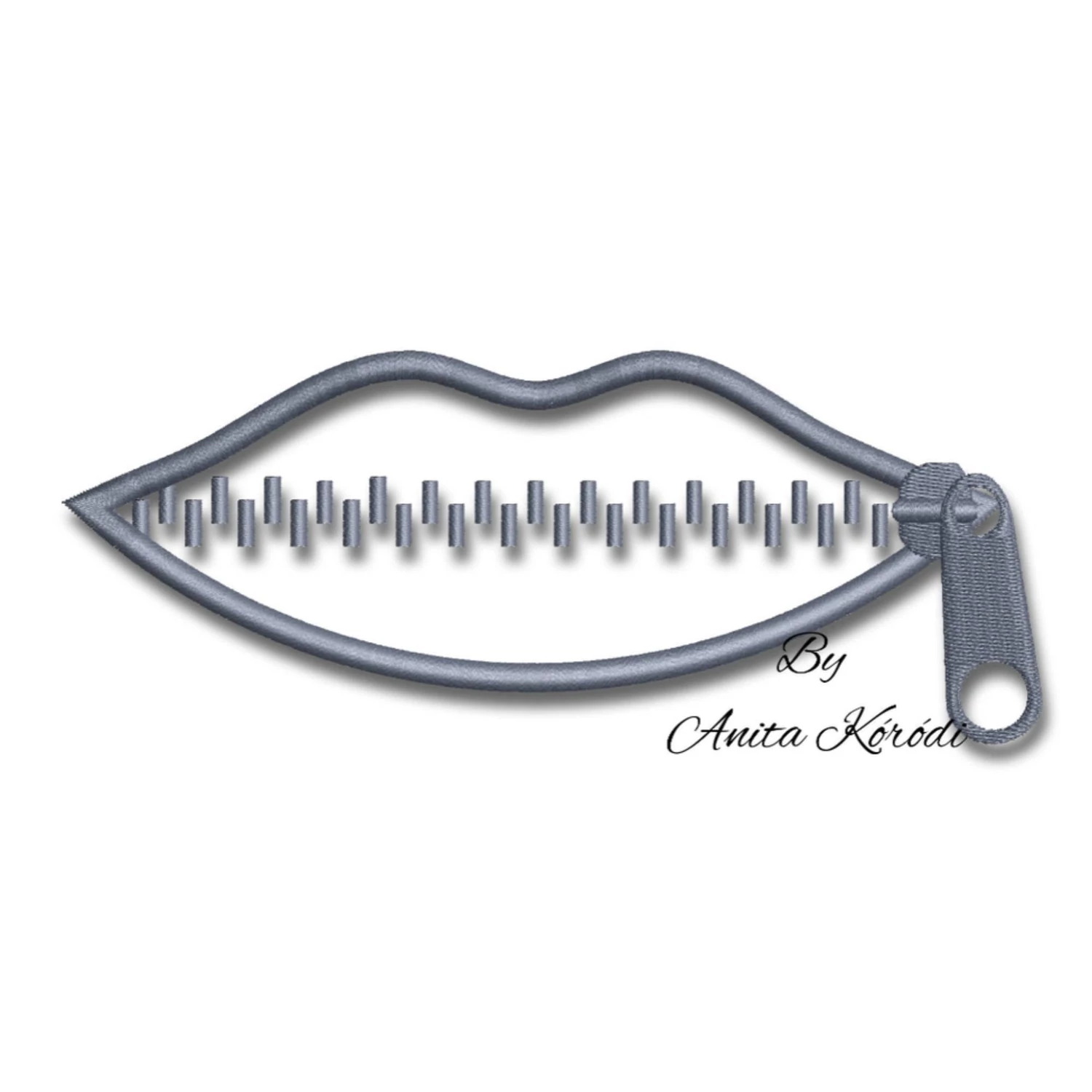 Zipper mouth machine embroidery design