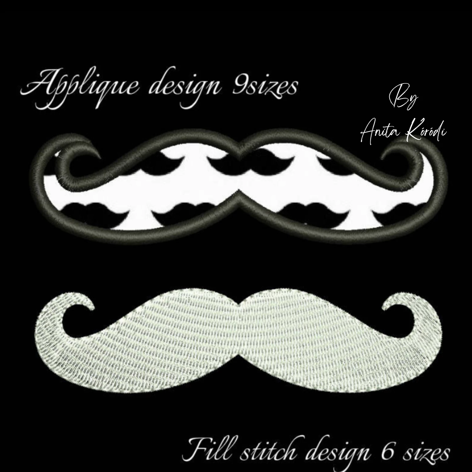 Mustache Embroidery Design Bundle Applique And Fill