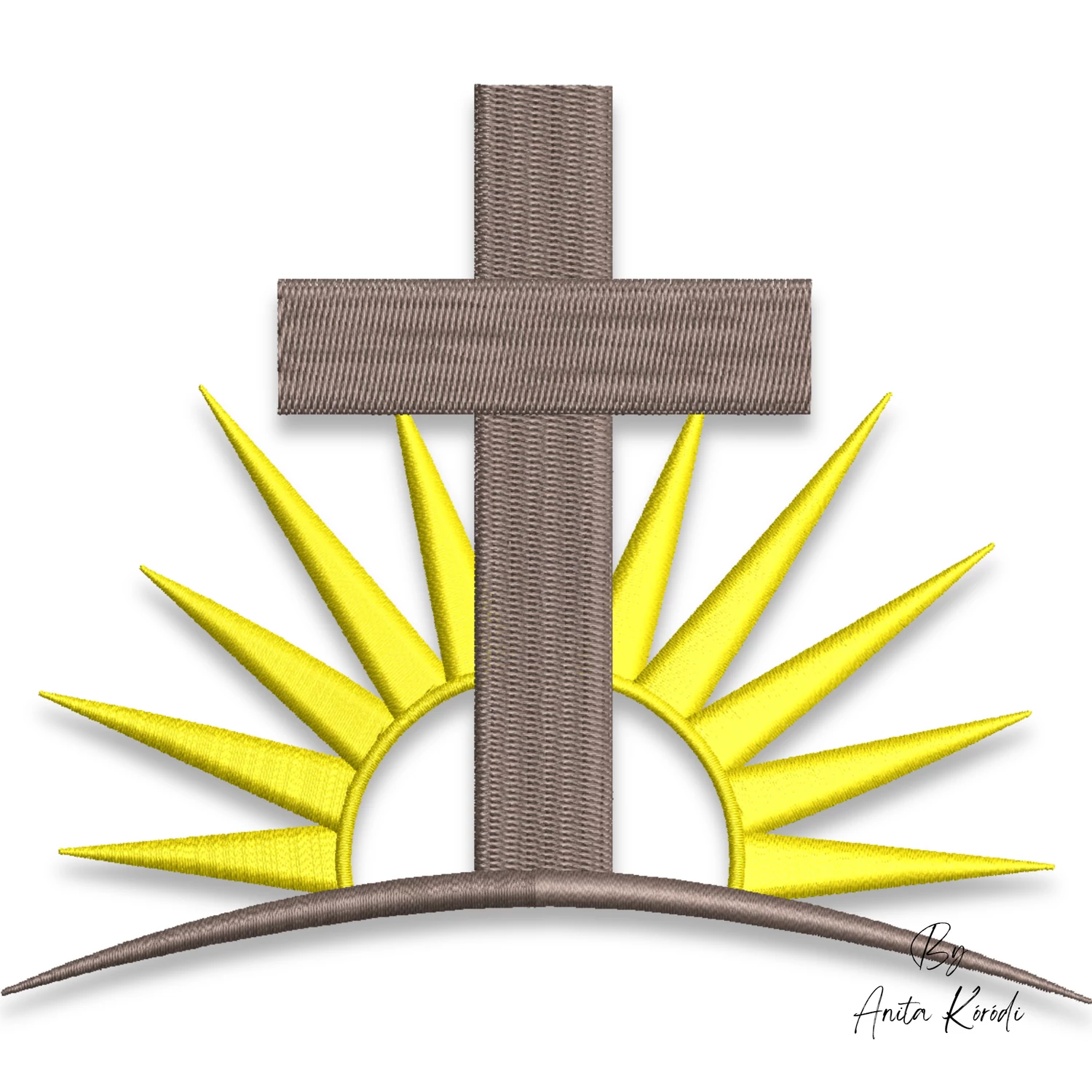 he is risen embroidery design cross sunrise
