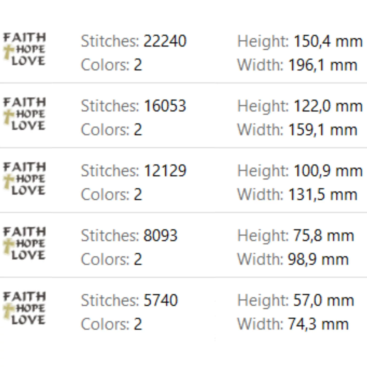 Faith hope love embroidery design