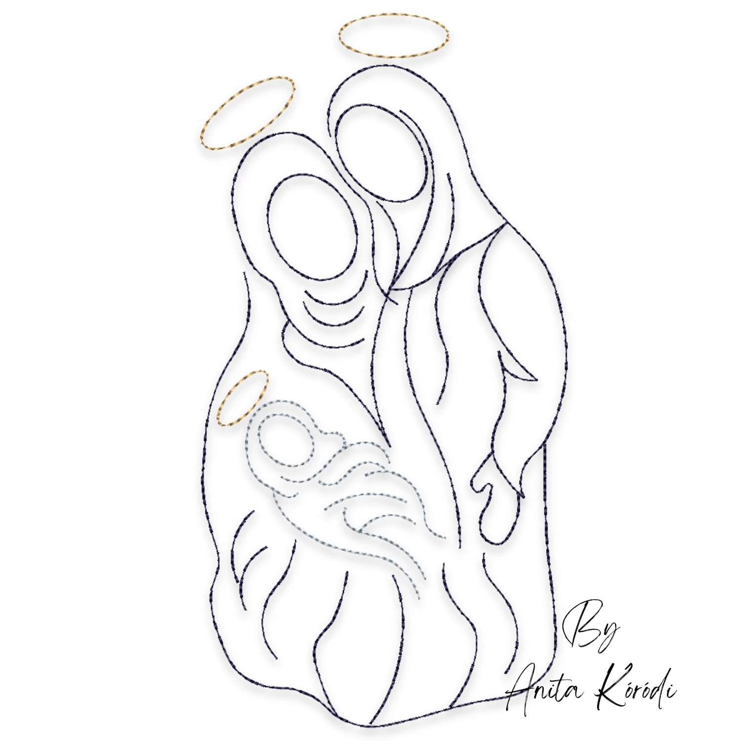 holy family nativity embroidery design