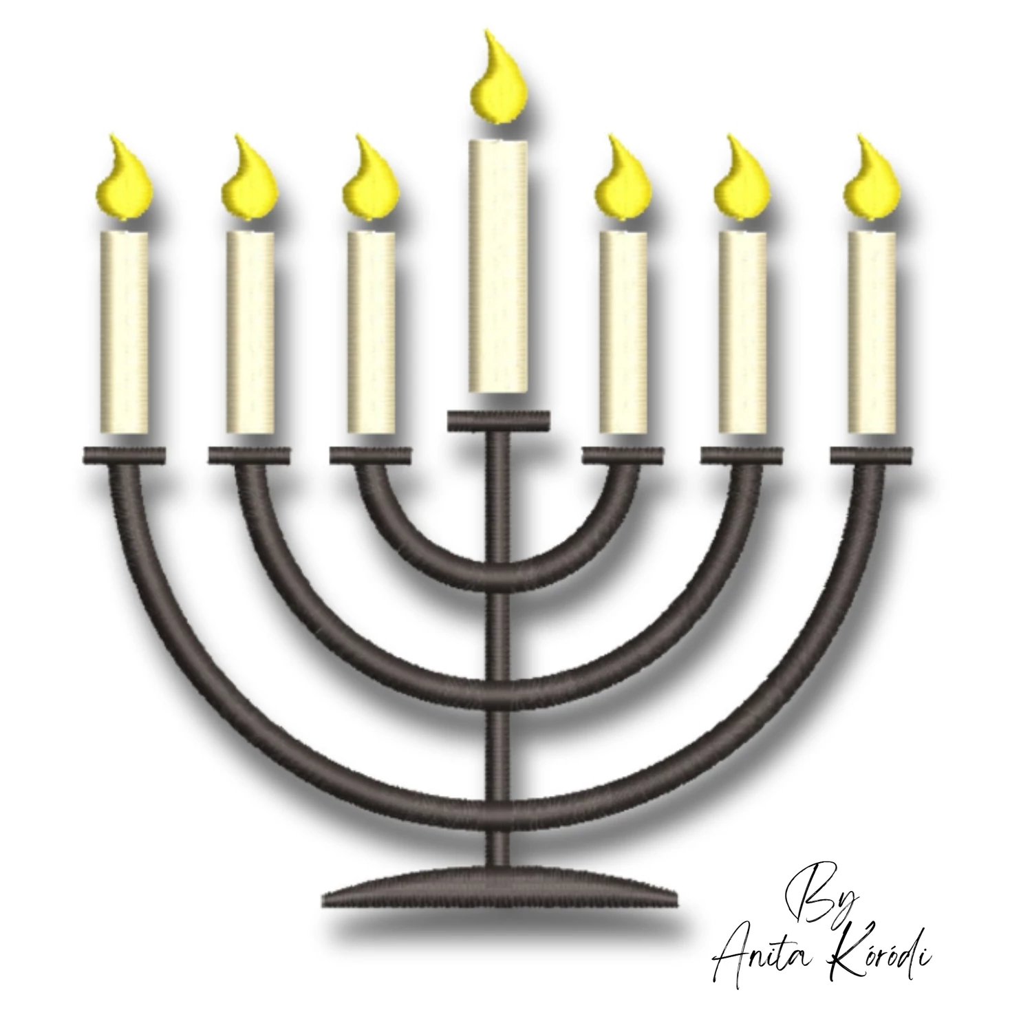 menorah embroidery design with candles