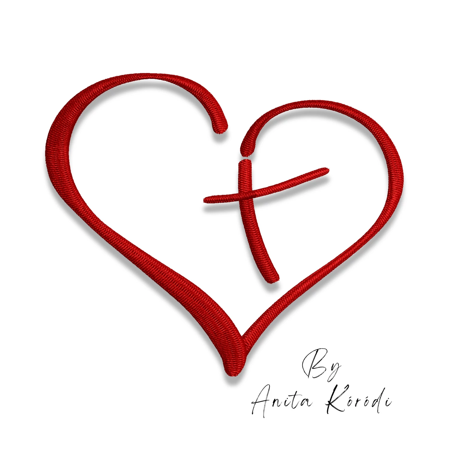 Heart Cross Embroidery Machine Design