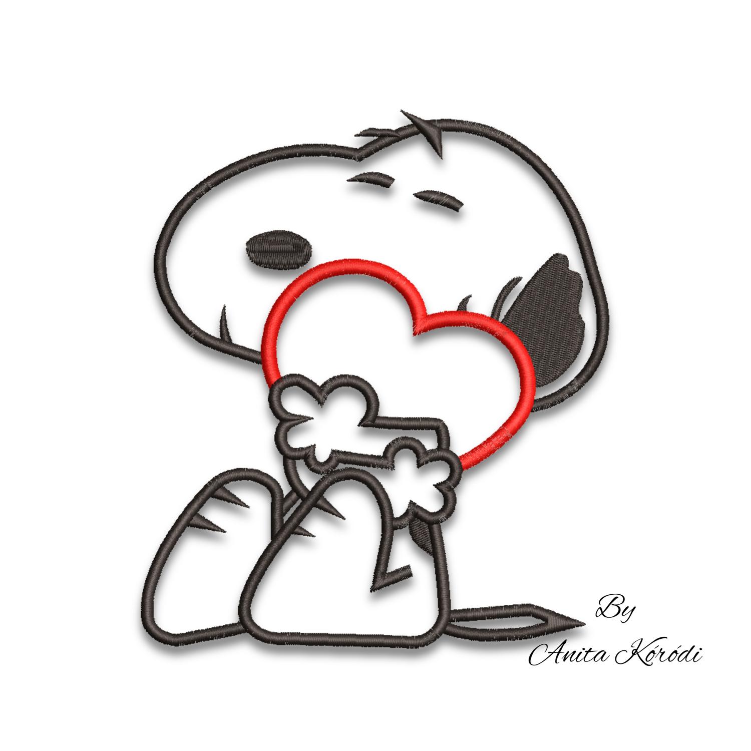 Snoopy love heart - Anita Kóródi - SvgEmbroideryDesign