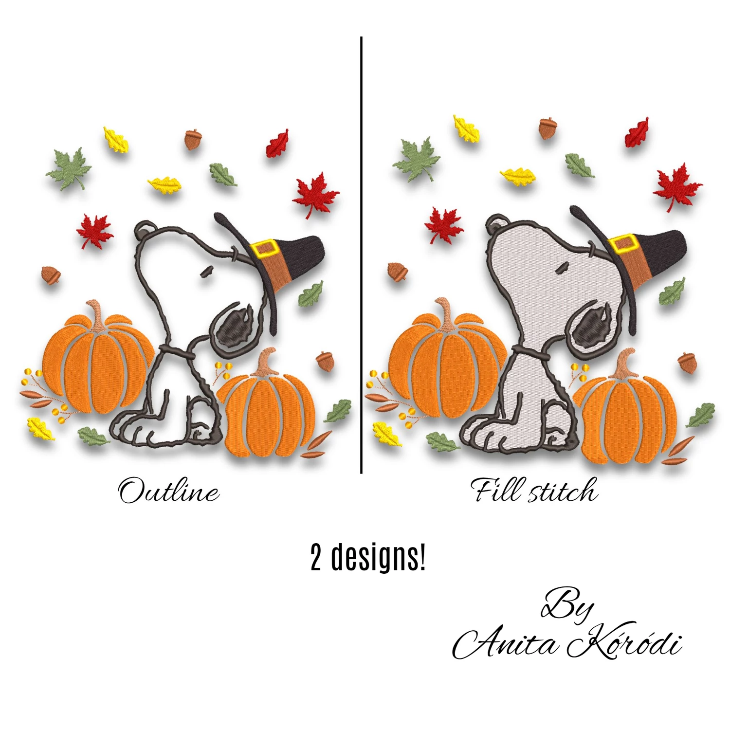 Snoopy autumn fill and outline design