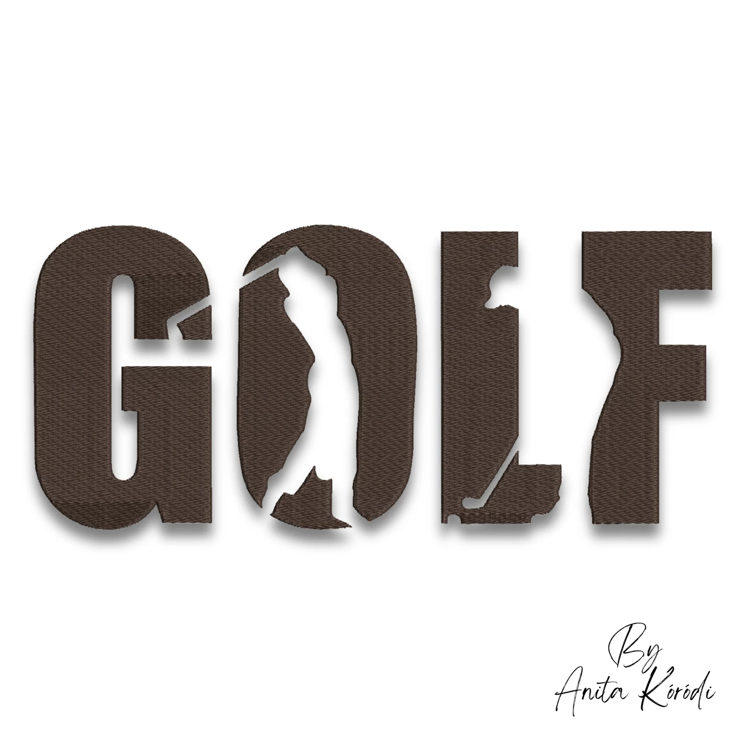golf embroidery text design with silhouette