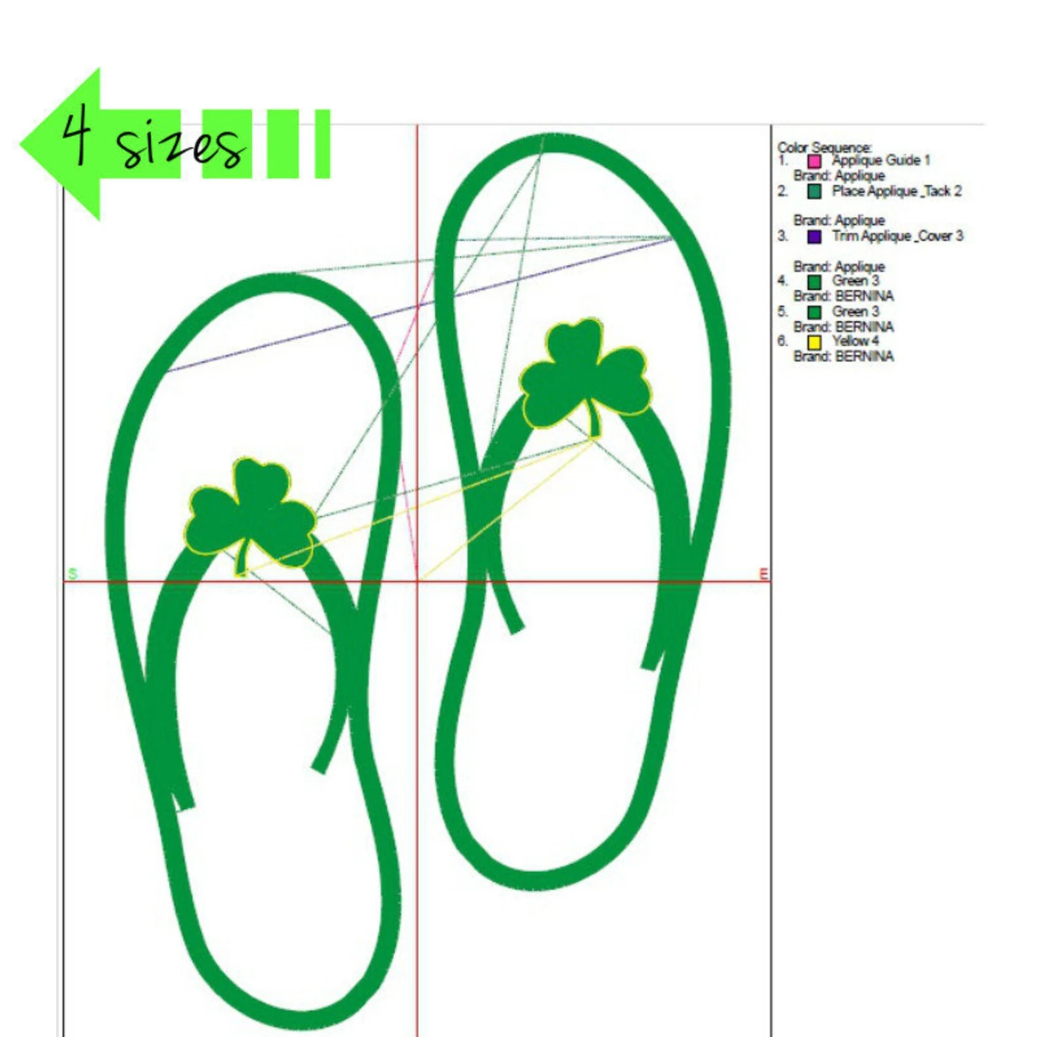 Flip Flops St.Patrick's Day Applique Embroidery Machin Design