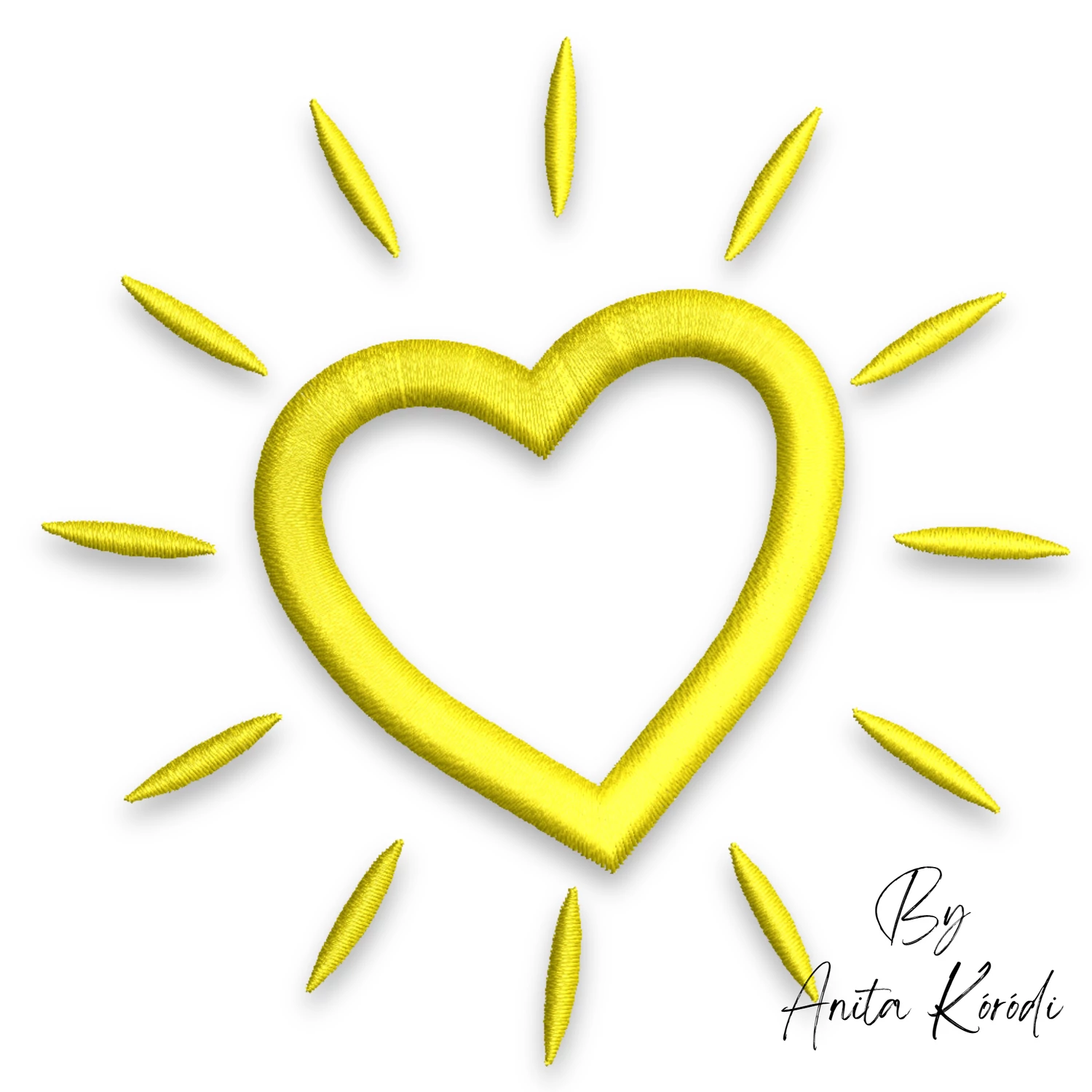 Sun Heart embroidery design with heart-shaped sunshine symbol