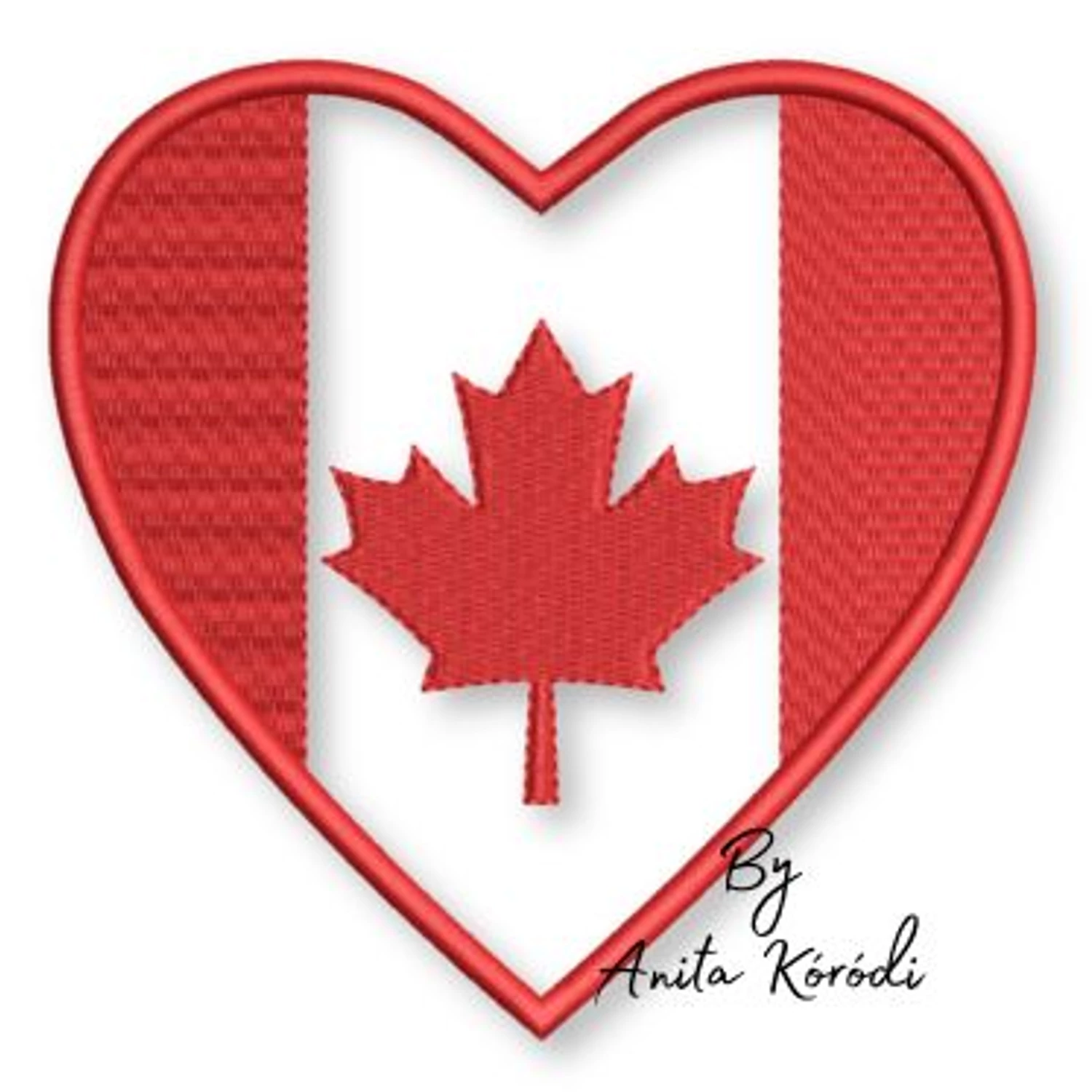 Canada flag heart applique