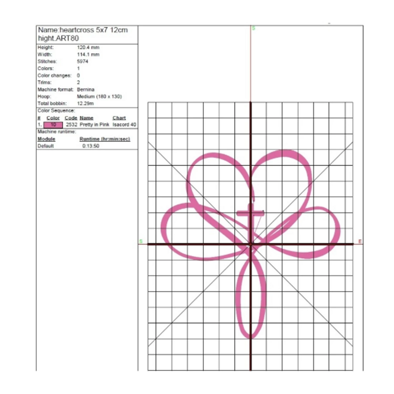 Heart Cross Embroidery Design