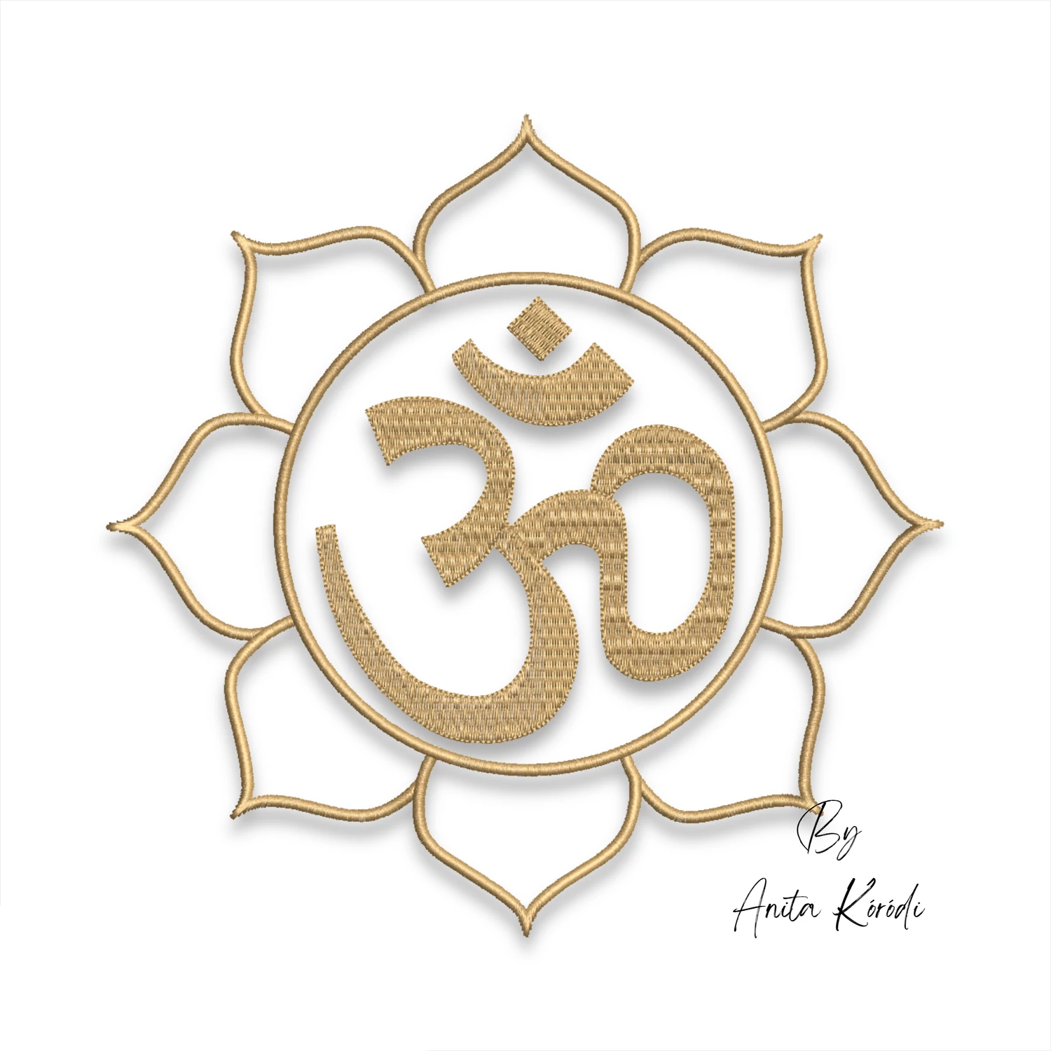 Om symbol embroidery design with lotus flower machine embroidery file