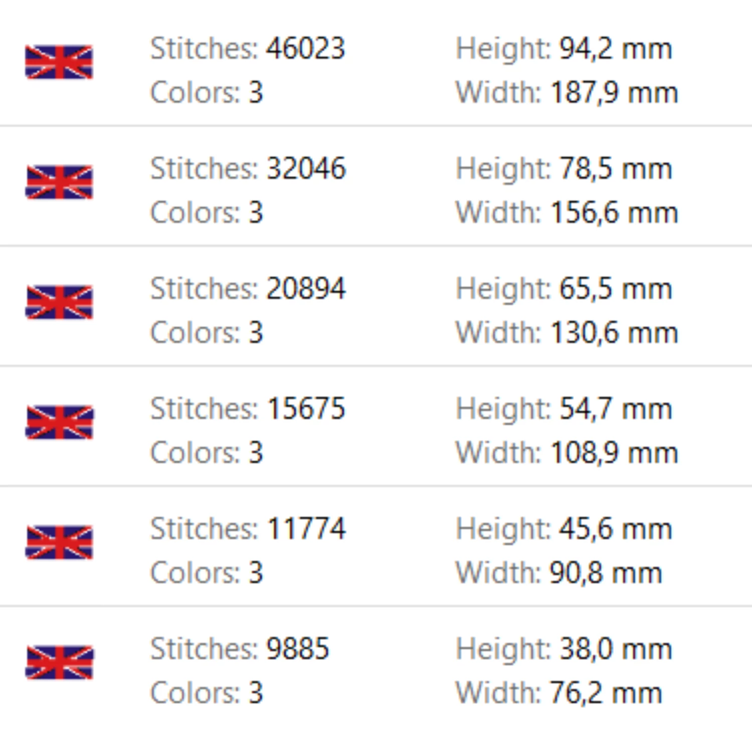 UK flag embroidery design