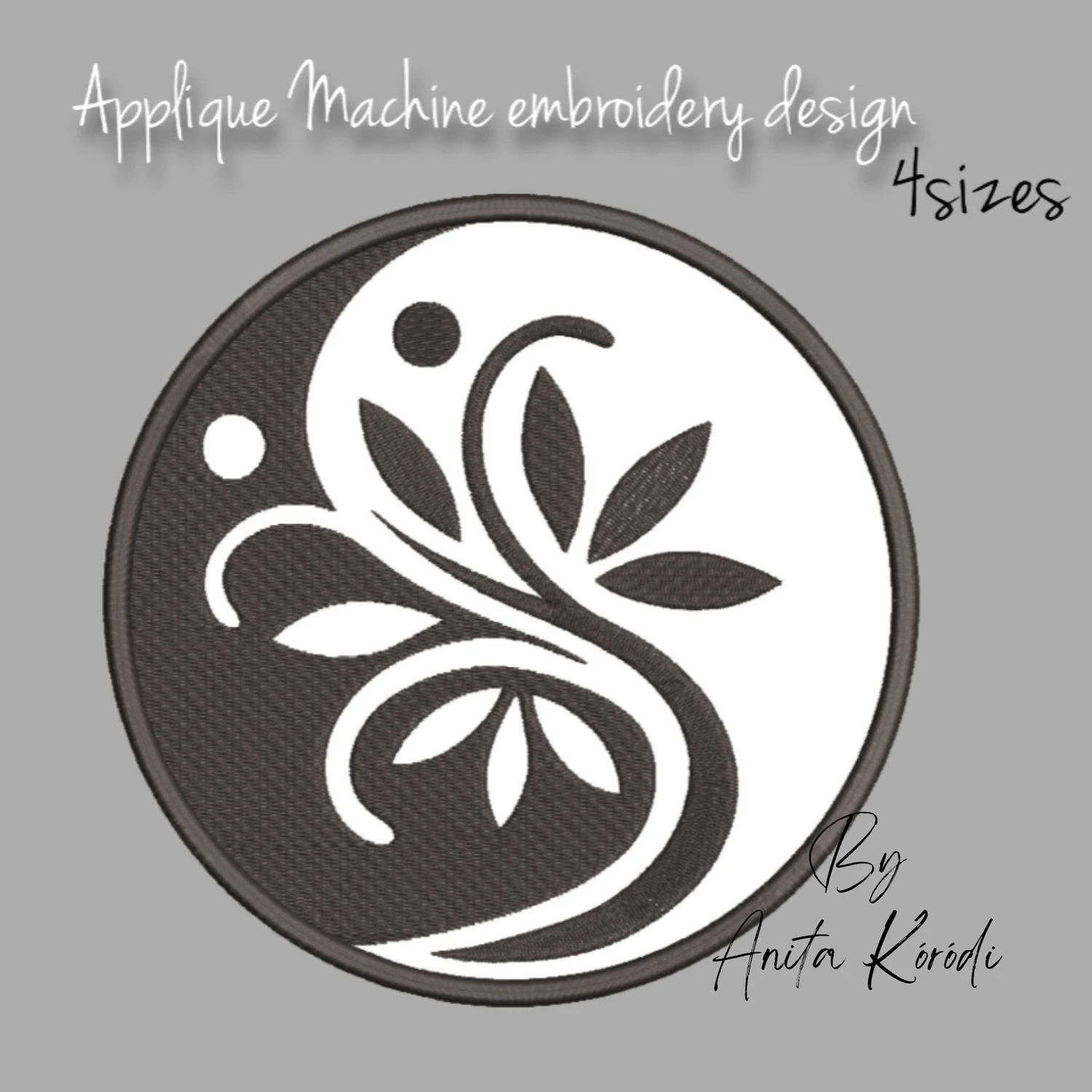 Yin Yang tree applique machine embroidery design