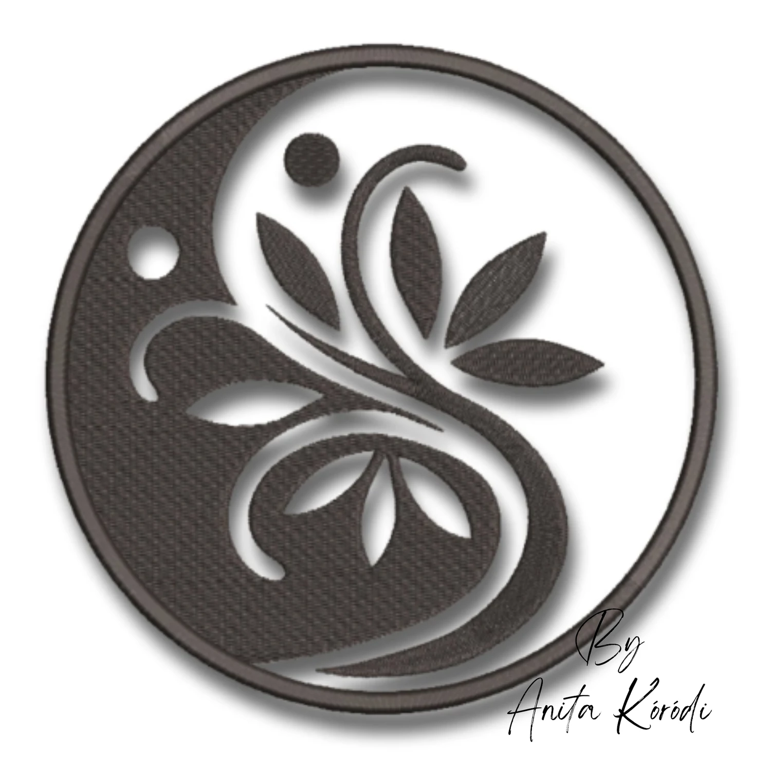 Nature inspired Yin Yang tree embroidery pattern